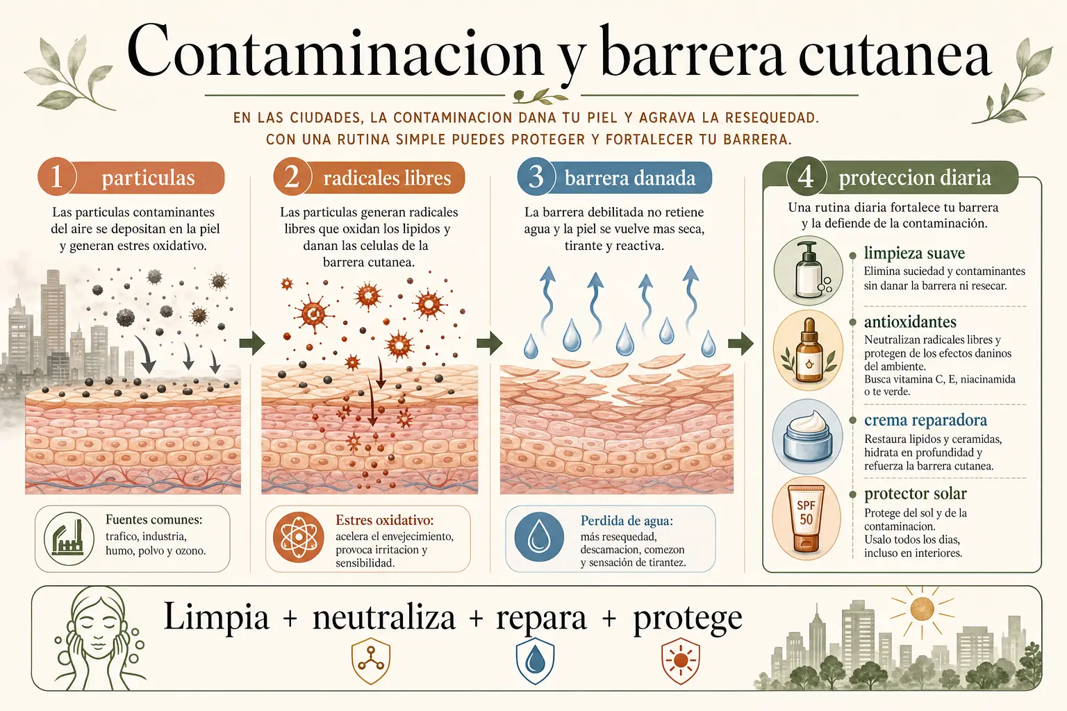 Como la contaminación dan a la barrera cutánea en CDMX y como protegerla