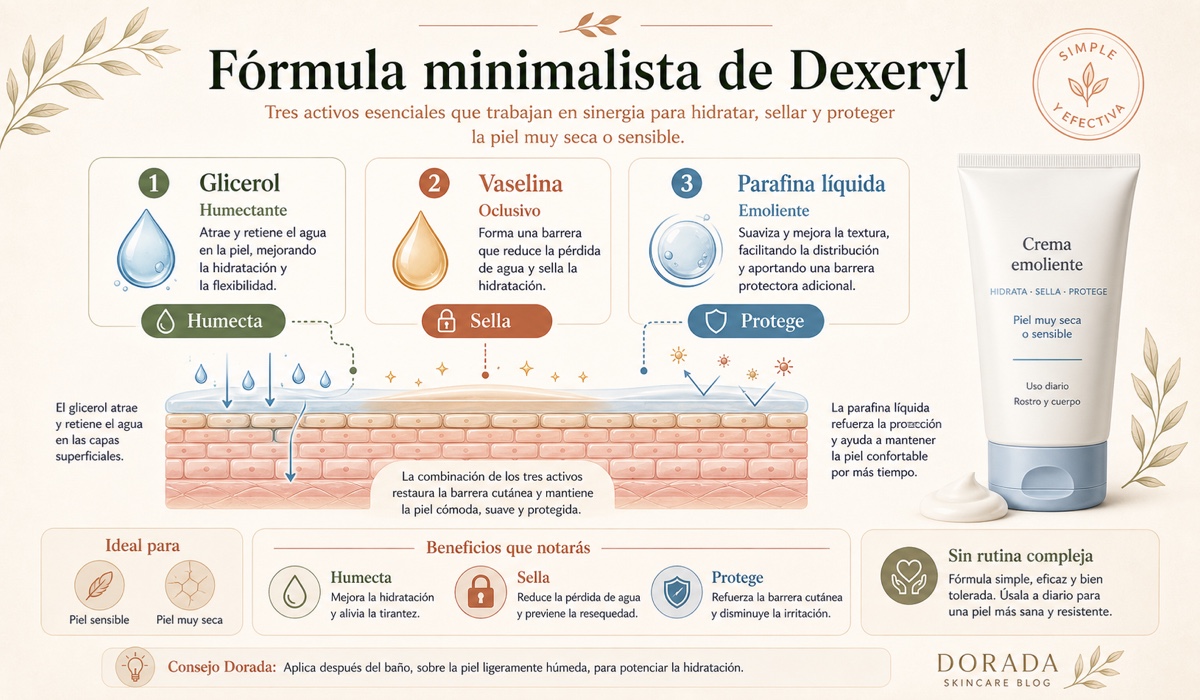 Formula minimalista de Dexeryl: tres ingredientes activos para piel seca que no tolera fórmulas complejas