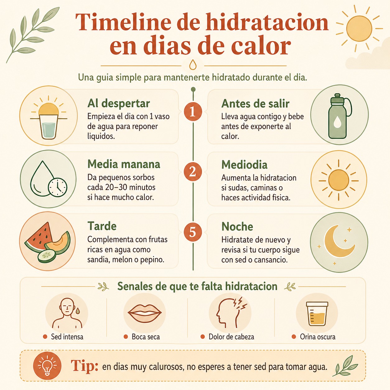 Timeline de perdida de hidratación durante un dia caluroso en México: como la piel pierde agua hora por hora