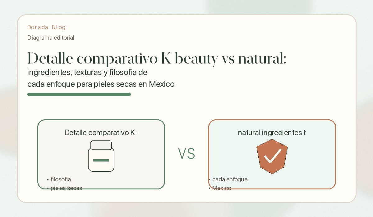 Detalle comparativo K-beauty vs natural: ingredientes, texturas y filosofia de cada enfoque para pieles secas en México