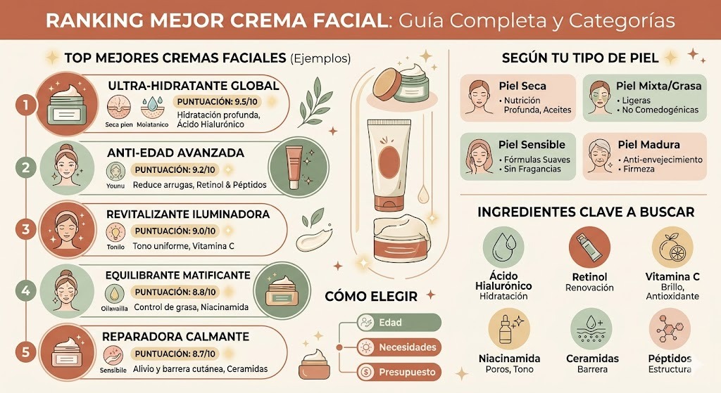 Ranking de las mejores cremas faciales para piel seca en México: top 7 productos con precio, textura y donde comprar cada uno