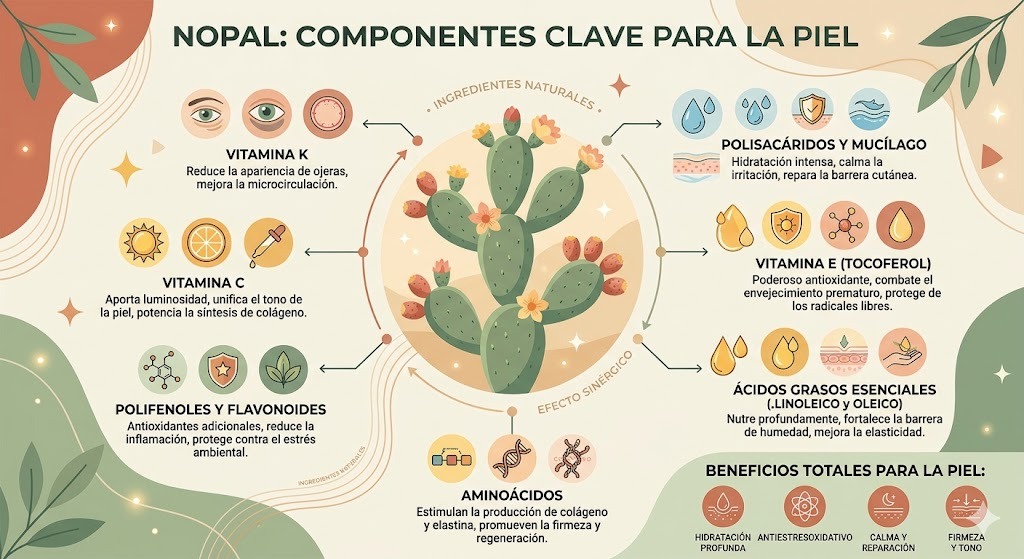 Componentes del nopal para la piel: aceite de semilla de tuna y extracto de mucilago con sus propiedades dermatologicas
