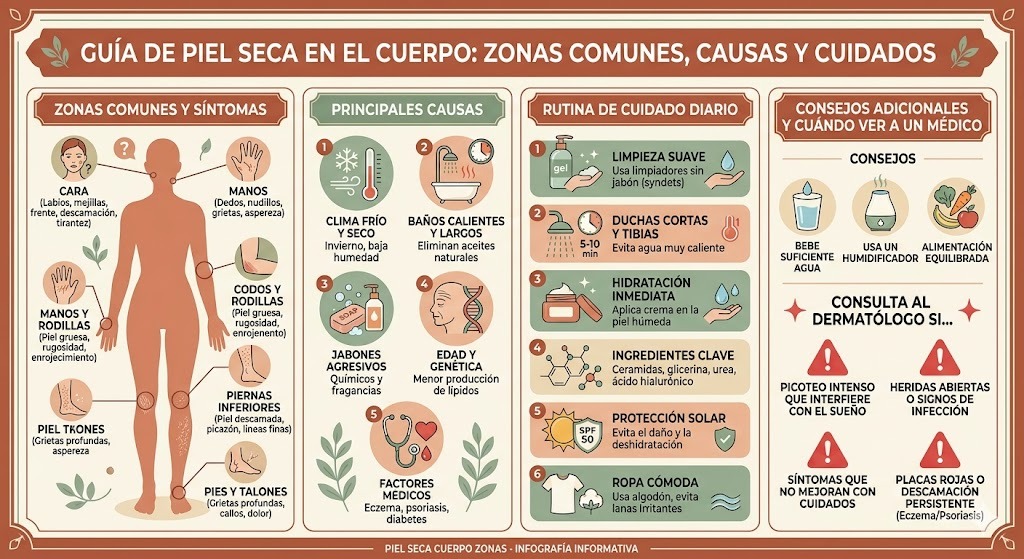 Piel seca en el cuerpo por zonas: piernas, codos, talones y manos con los hidratantes más efectivos para cada area