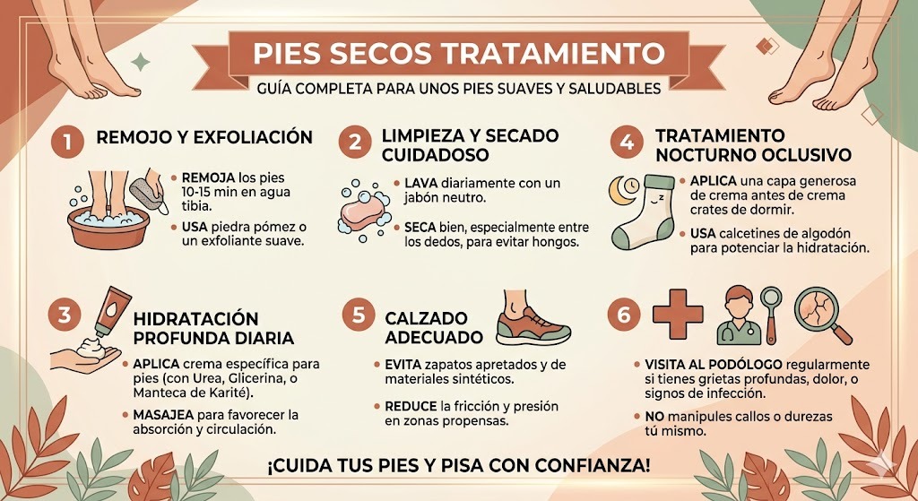 Tratamiento para pies secos: zonas problematicas y rutina de hidratación con urea