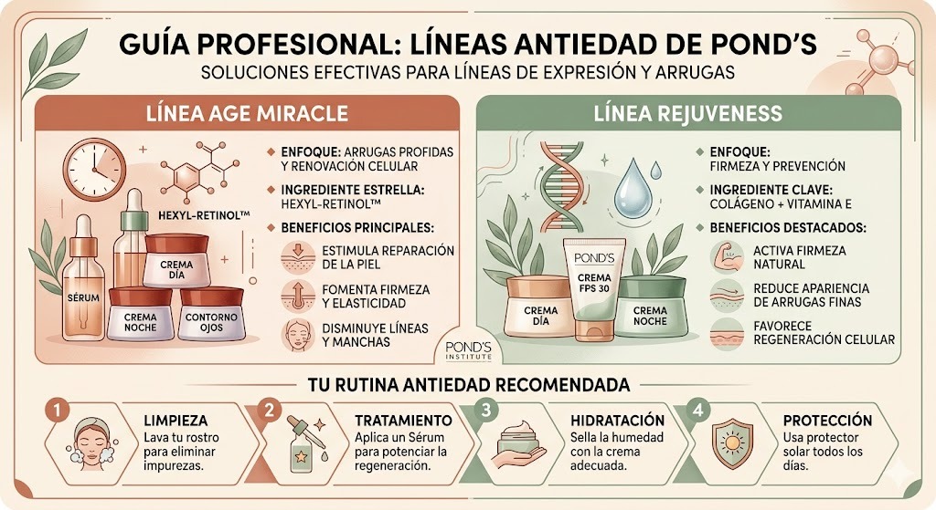 Lineas de Ponds disponibles en México: Crema S, Clarant B3, Rejuveness y sus ingredientes principales