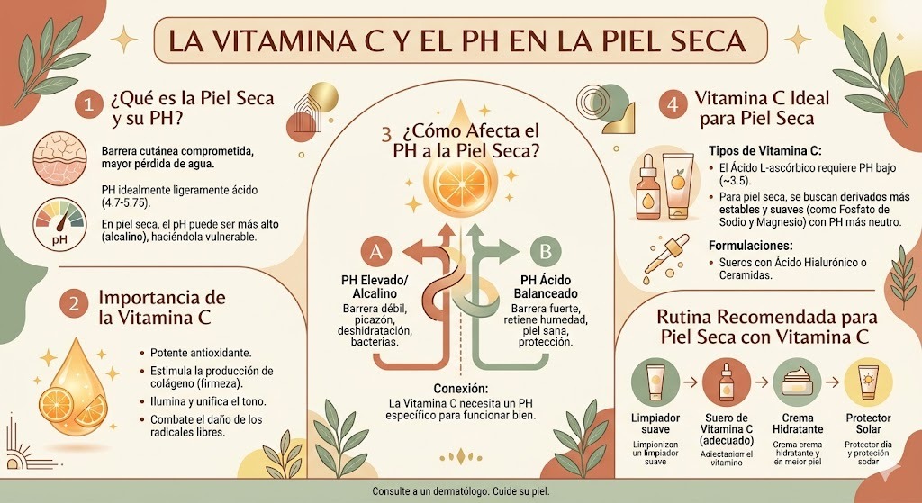 Escala de pH de serums de vitamina C y su impacto en piel seca: por qué los derivados son mejores para barrera dañada